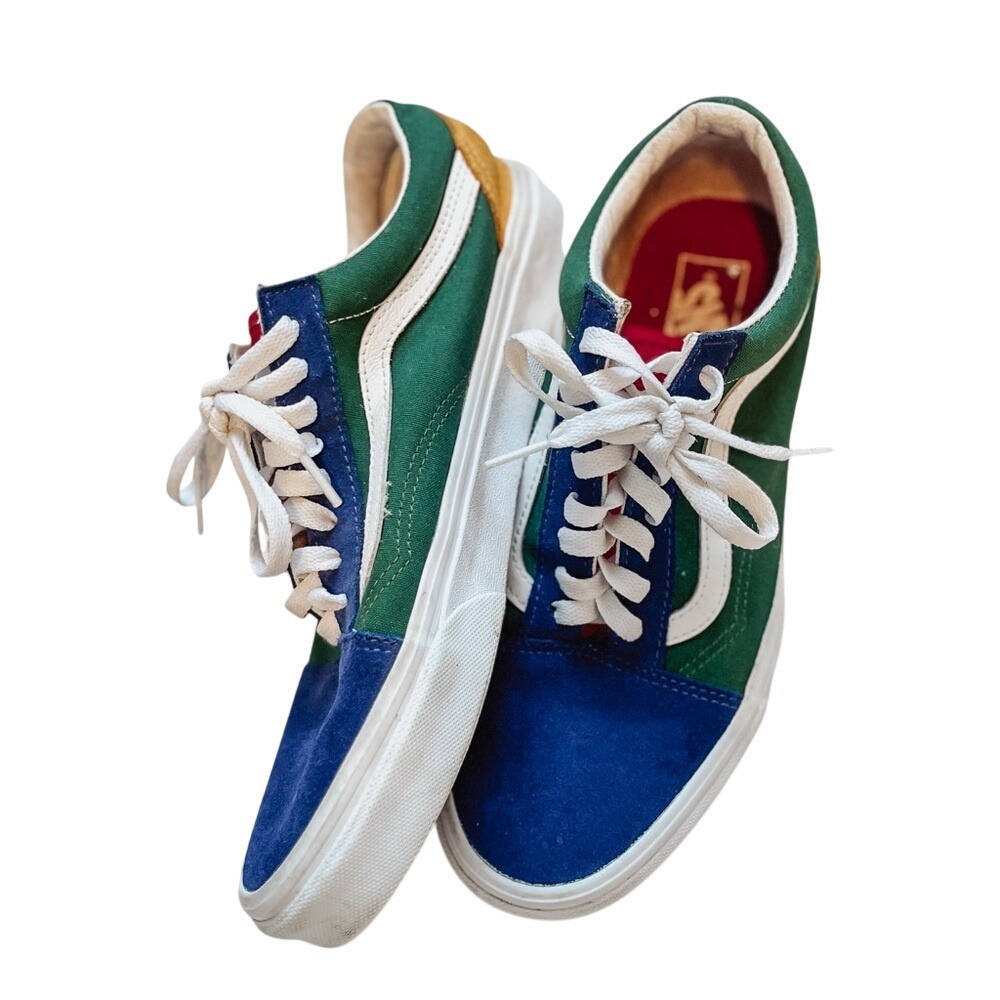 Vans Multicolor Blue Yellow Green White Sneakers White‎ Lace Mens 8.5